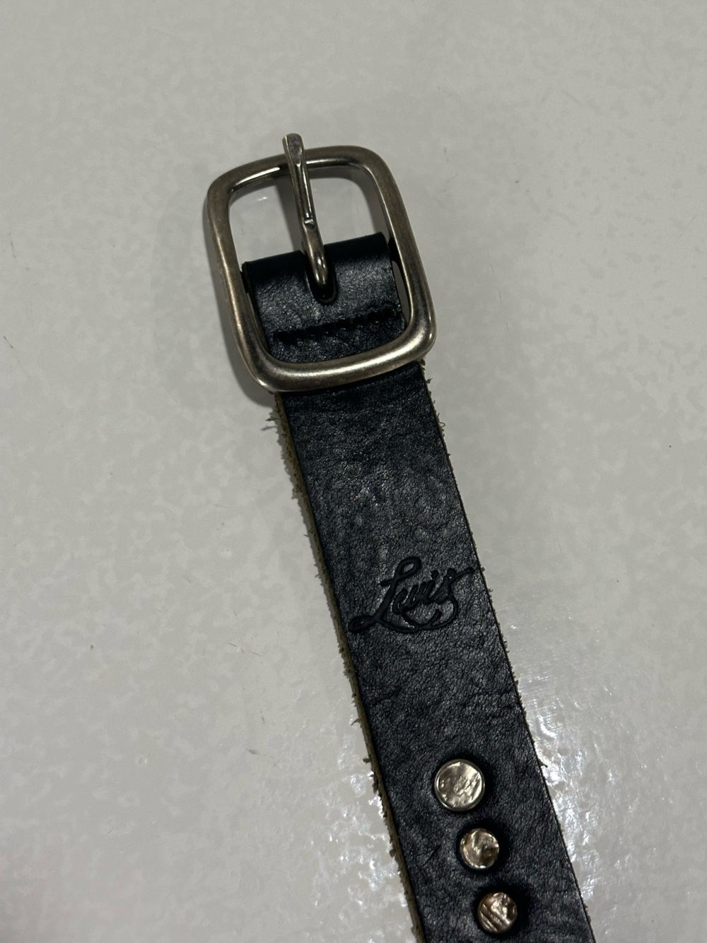 Levi's Black Leather Studded Belt with Silver Buckle - Picture 6 of 8
